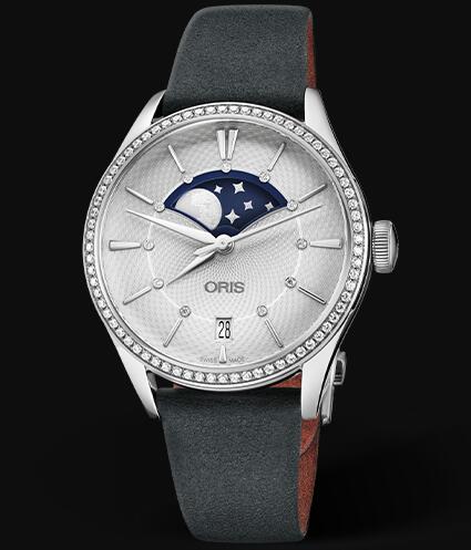 Oris Artelier Grande Lune Date Diamonds 36mm Replica Watch 01 763 7723 4951-07 5 18 34FC